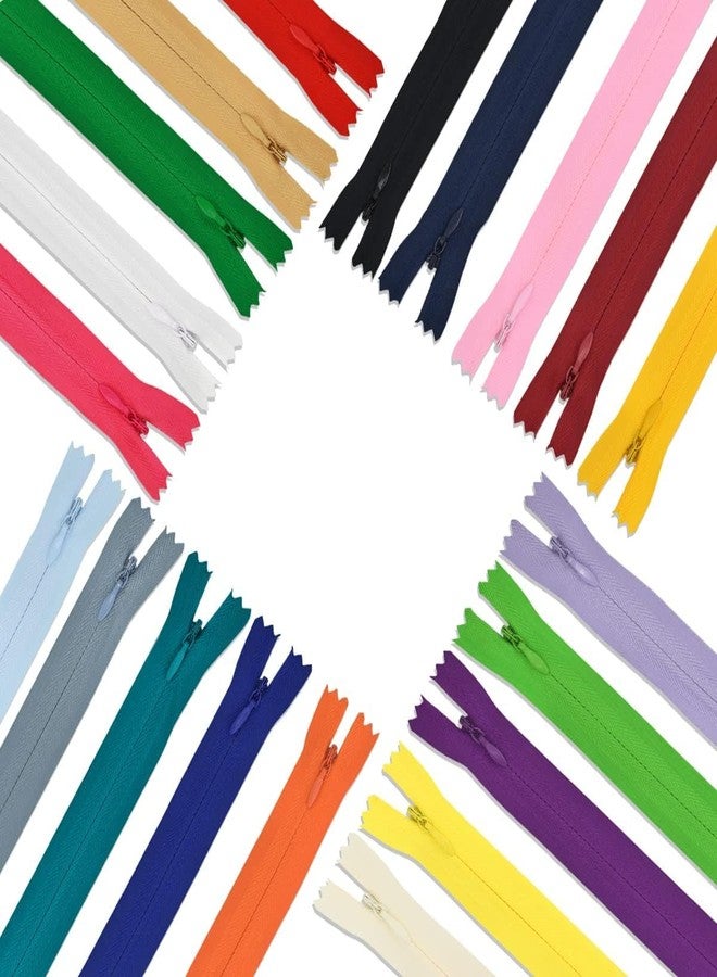 RIANZ® 8 Inch - 30 Pcs Nylon Invisible Zippers, Sewing Bulk Zip Supplies in 15 Colors for Tailor Sewing Crafts, Dresses, Skirts, Pants and DIY Crafter's Special (Multicolor - Pack of 30) - Image 1